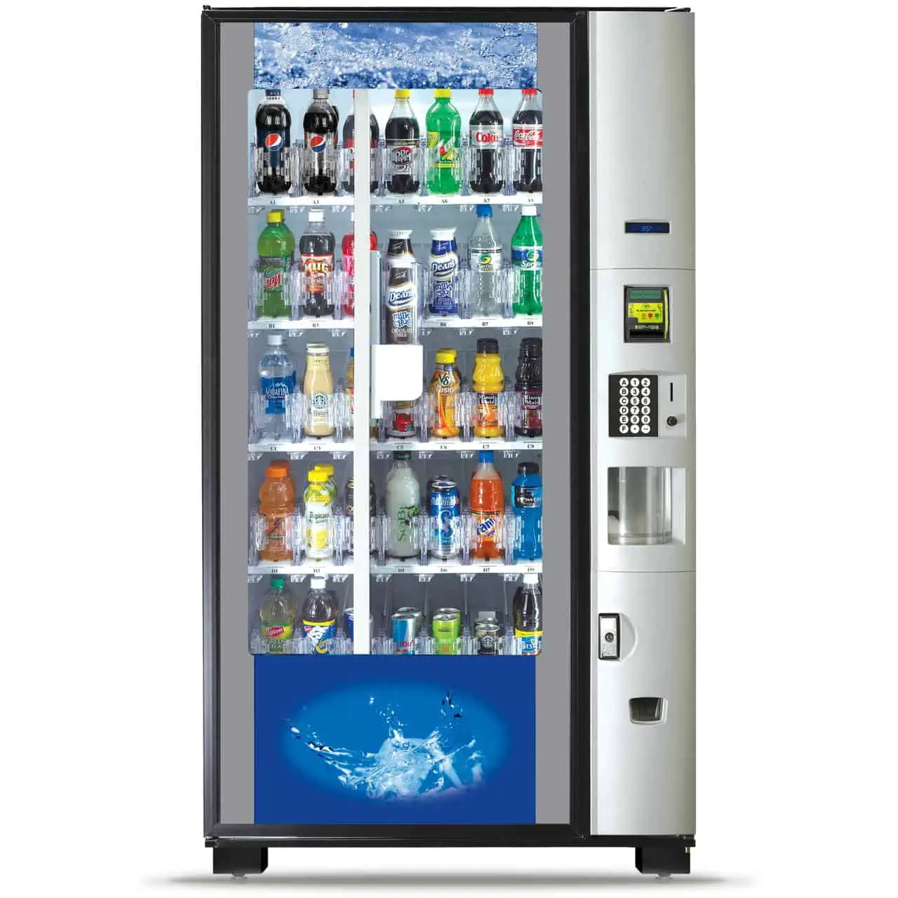 Cold drink vending machine with contactless payment